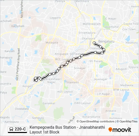 220-C Bus Line Map