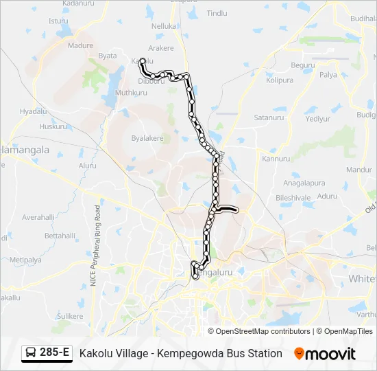 285-E Bus Line Map