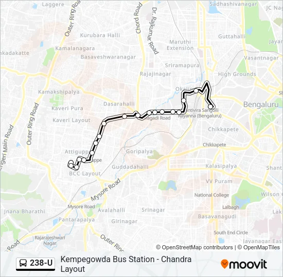 238-U Bus Line Map