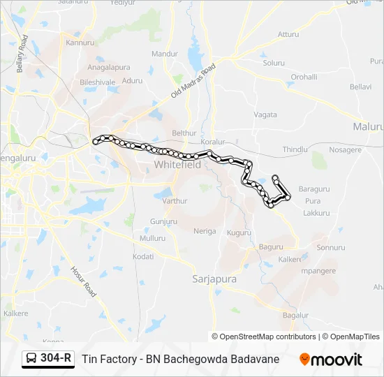 304-R Bus Line Map