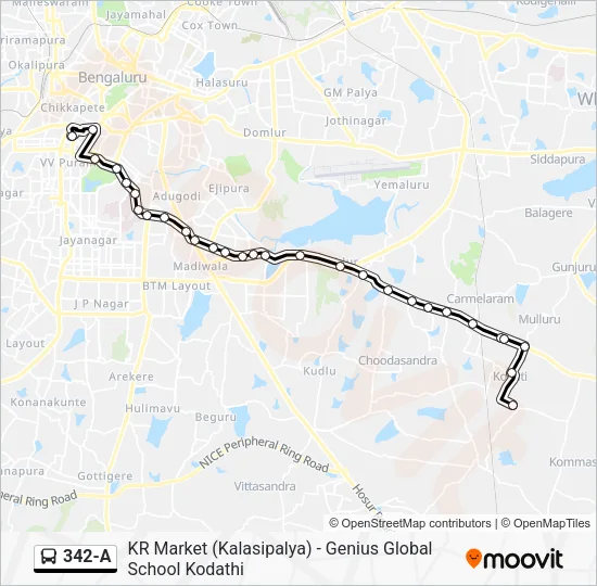 342-A Bus Line Map