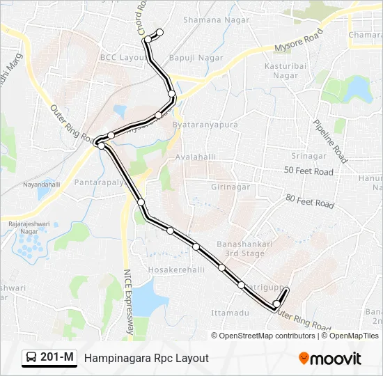 201-M Bus Line Map