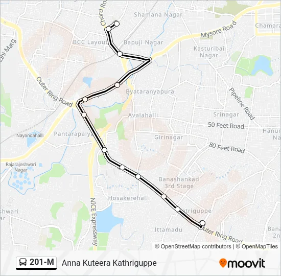 201-M Bus Line Map