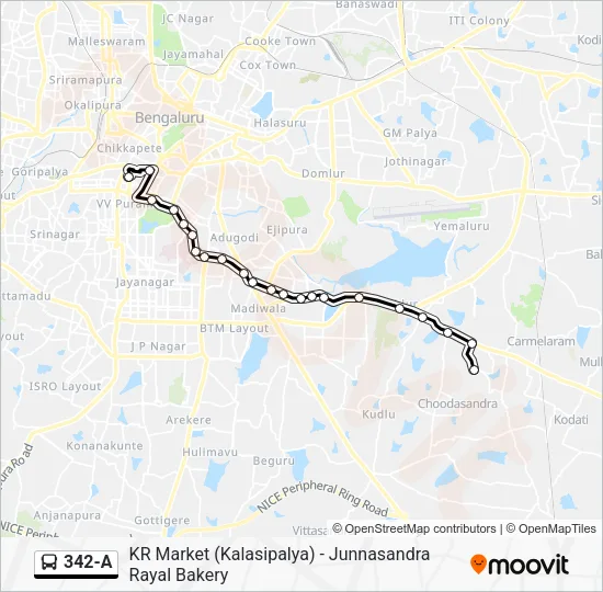 342-A Bus Line Map