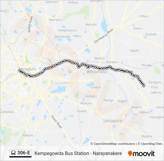 306-E Bus Line Map