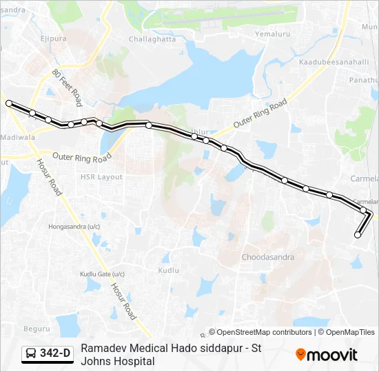 342-D Bus Line Map