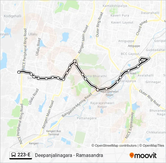 223-E Bus Line Map