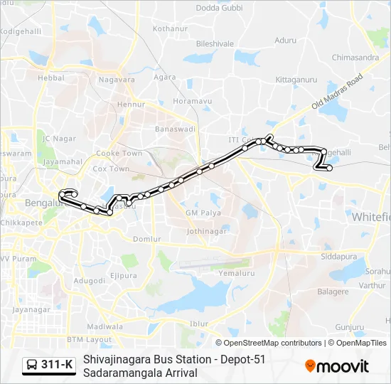 311-K Bus Line Map