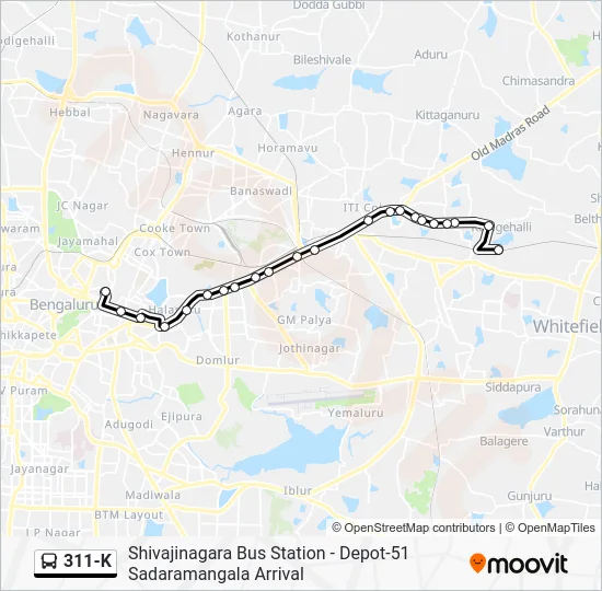 311-K Bus Line Map