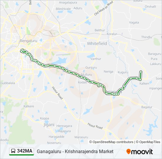 342MA bus Line Map