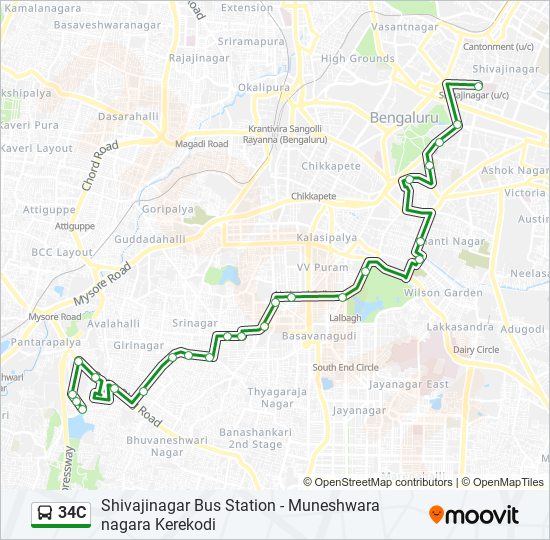 34C bus Line Map