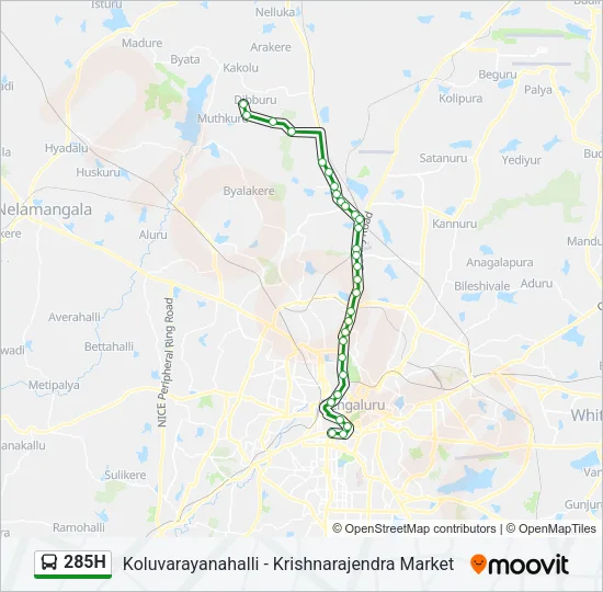 285H Bus Line Map