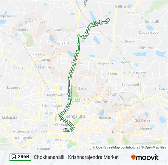 286B Bus Line Map