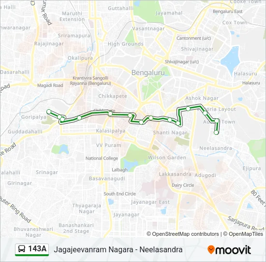 143A Bus Line Map