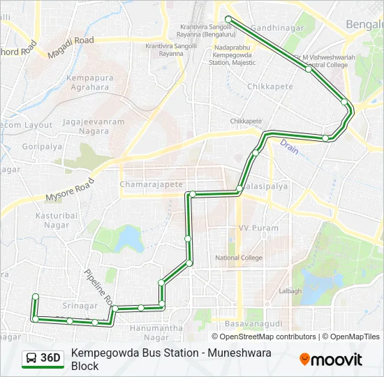 36D Bus Line Map