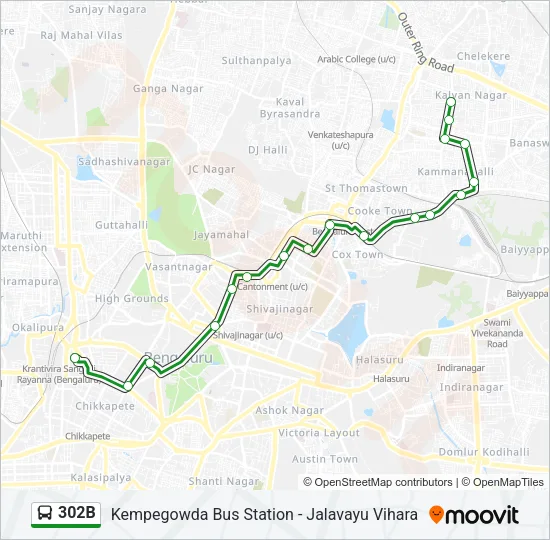 302B Bus Line Map