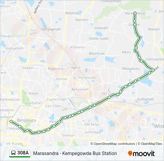 308A Bus Line Map