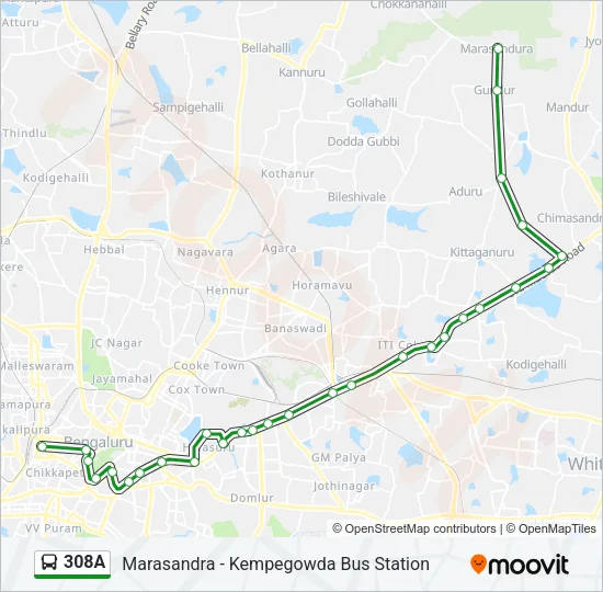 308A Bus Line Map