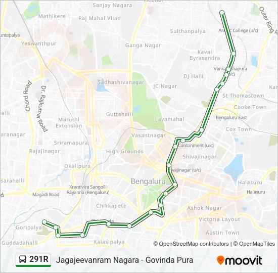 291R Bus Line Map