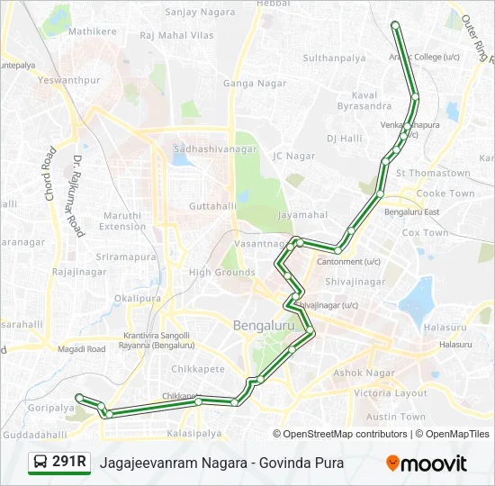 291R Bus Line Map
