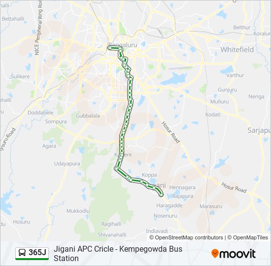 365J bus Line Map