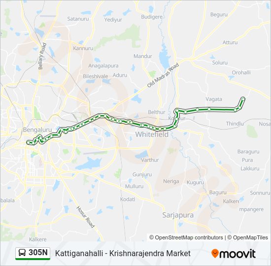 305N bus Line Map