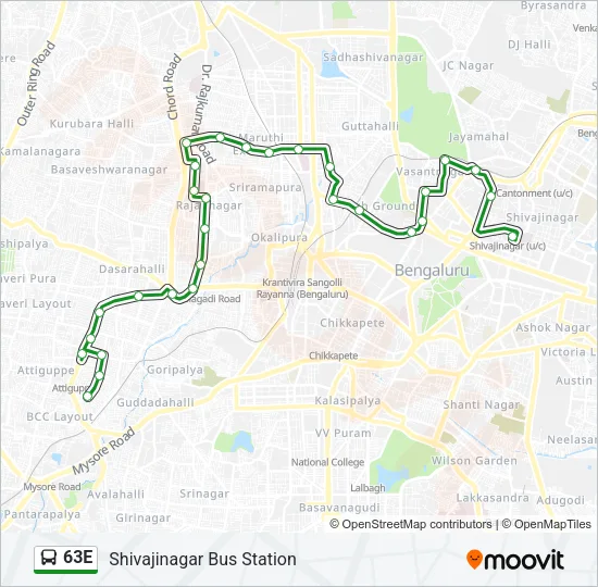 63E Bus Line Map