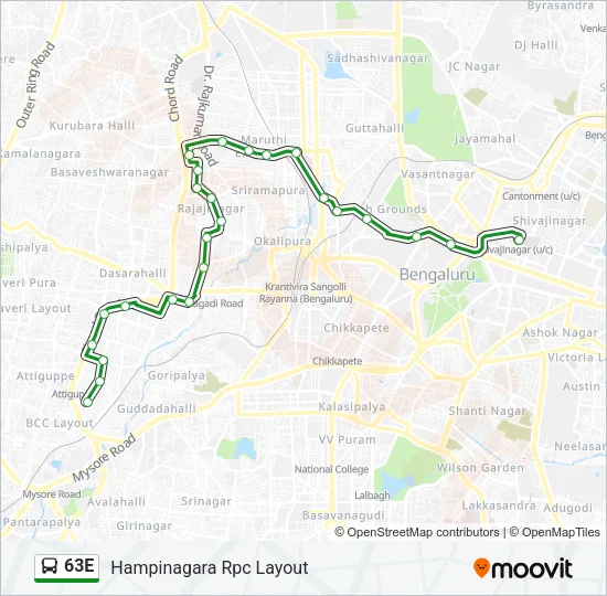 63E Bus Line Map