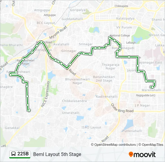 225B Bus Line Map