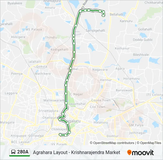 280A Bus Line Map