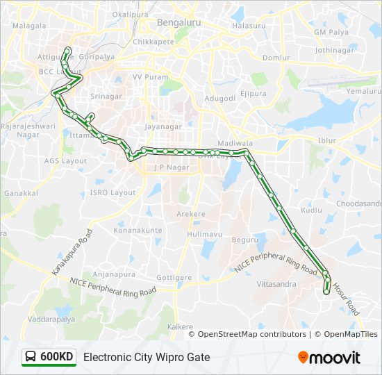 Electronic City Route Map 600Kd Route: Schedules, Stops & Maps - Electronic City Wipro Gate (Updated)