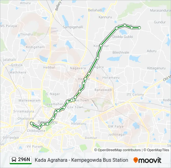 296N Bus Line Map