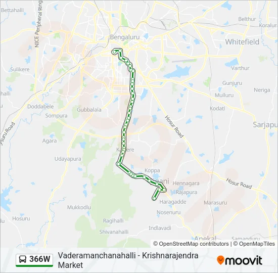 366W Bus Line Map