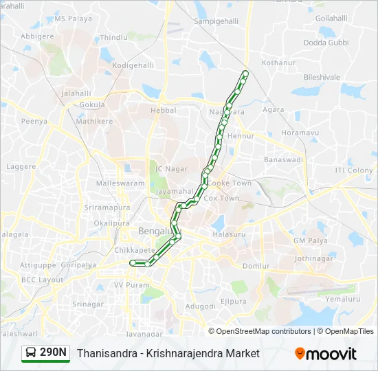 290N Bus Line Map