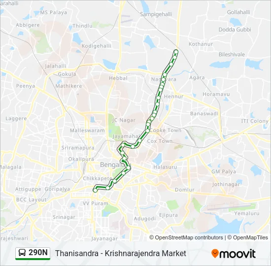 290N Bus Line Map