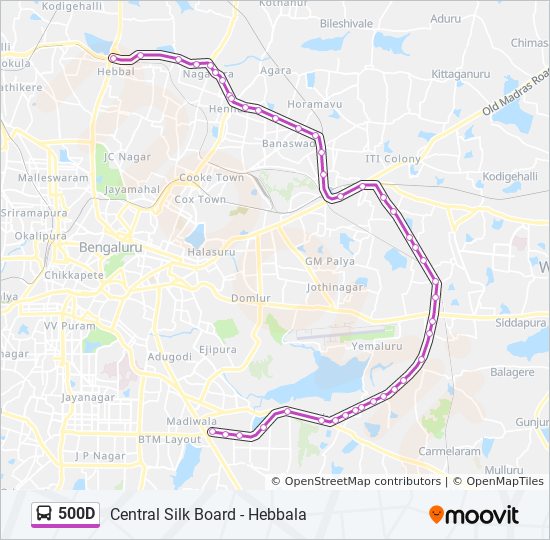 Bmtc Bus Route Map 500D Route: Schedules, Stops & Maps - Hebbala (Updated)