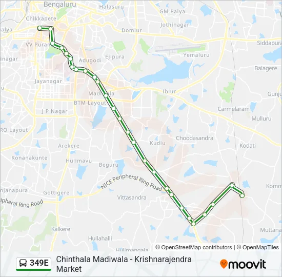 349E Bus Line Map