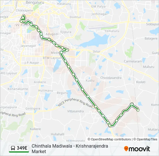 349E Bus Line Map