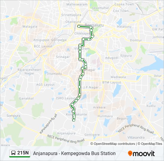 215N bus Line Map