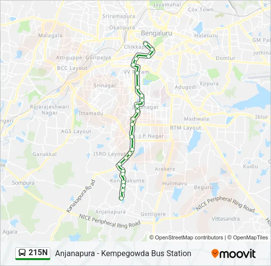 215N Bus Line Map