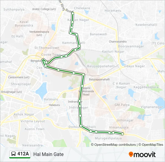 412A Bus Line Map