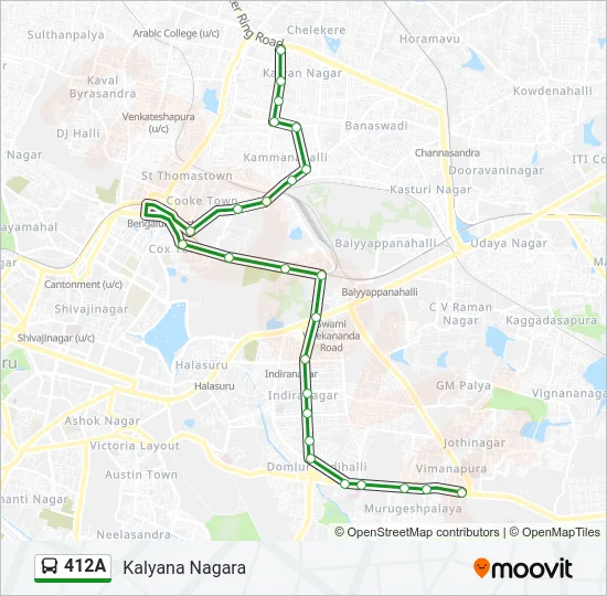 412A Bus Line Map