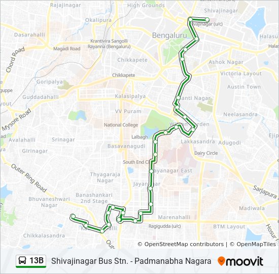 13B bus Line Map