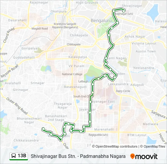 13B Bus Line Map