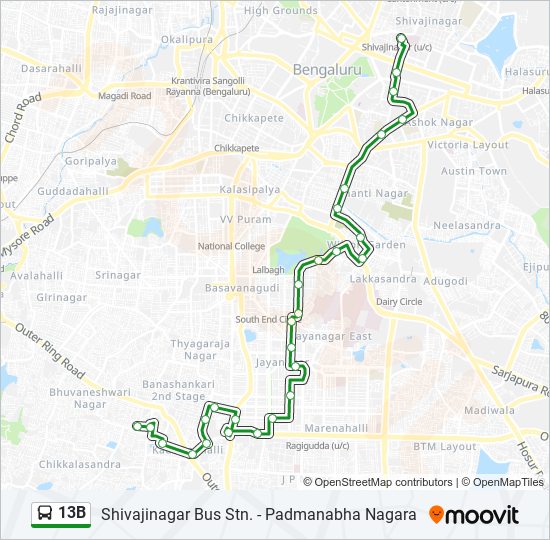 13B bus Line Map