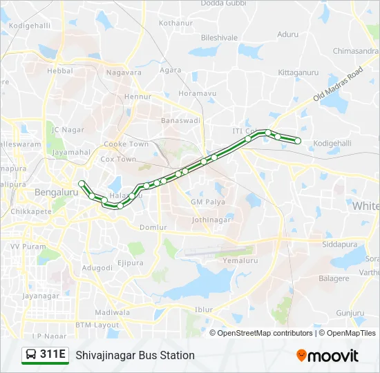 311E Bus Line Map