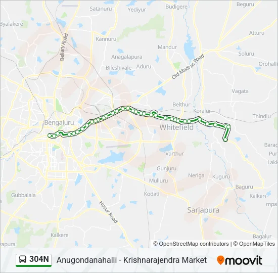 304N Bus Line Map