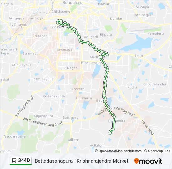 344D Bus Line Map