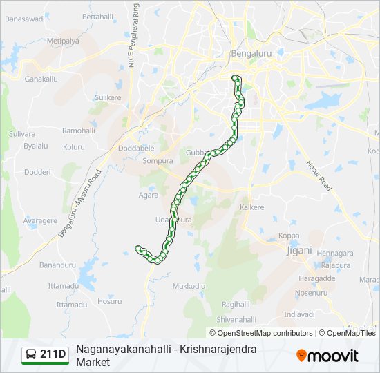 211D bus Line Map