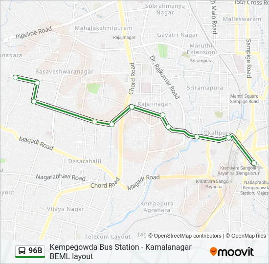 96B Bus Line Map